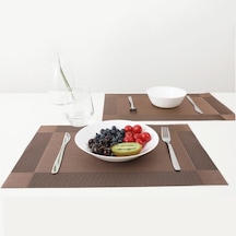 Bej 2/4/6 Adet Dikdörtgen Placemat Restoran Yıkanabilir Pvc Dayanıklı Yemek Masası Örgü Paspaslar Çerçeve Teslin Disk Kase Coaster Kaymaz Ped 2 Bej