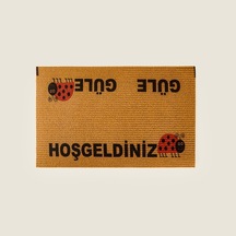 Güle Güle Kapı Önü Paspası - Bej - 40x60 Cm Çok Renkli