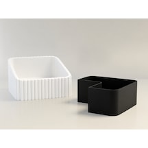 Bezos 3d Baskı Fıstık Kasesi - Çift Hazneli Kabuk Ayırıcı Sunum Kasesi - Beyaz Siyah Bzoshb Beyaz - Siyah