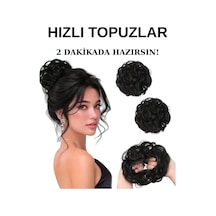Saçlı Lastikli Topuz Toka - Siyah
