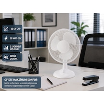 23 Cm Masaüstü Vantilatör 25 Watt 2 Kademeli Hız Ayarlı Sessiz Fan Ev & Ofis Kullanımı