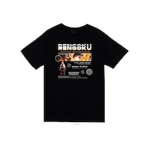 Demon Slayer Kyojuro Rengoku Baskılı Unisex %100 Pamuk Siyah T-shirt SIYAH