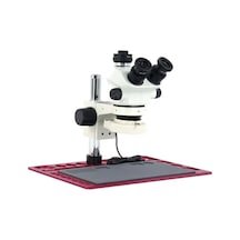 Mikroskop Zs 7050p Trinoküler Mikroskop Seti - 7x-50x Zoom, 0.5x Ctv Alüminyum Pedli Kırmızı Tabla Set