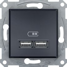 Schneider Asfora Plus Antrasit Usb Şarj Prizi 21A Type A Çerçeve