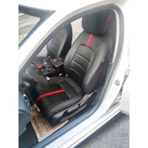 Honda Civic 2021 Model Arka Sırt 2 1 Kolcaklı Model Komple Siyah Deri Siyah Ip Kırmızı Şerit