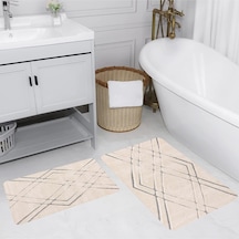 Rovigo Home Baskılı Kaymaz Taban 2 Li Banyo Paspas Takım Rvg5191-100X60-60X50 Çok Renkli