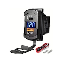 Yeşil Işık Tel + Sigorta 12v/24v Usb Rocker Switch Soketi Kapaklı, Pd Ve Qc3.0 İle Birlikte Led Voltmetre Özelliklerine Sahip, Tekne, Rv Ve Motosikletler İçin Tasarlanmış Rocker Tipi Deniz Anahtar Panelleri, Pilsiz