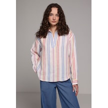 Colin's Colins Fashion Fit Shirt Neck Çizgili Kadın Çok Renkli Uzun Kol Gömlek Cl1080979 Q1.v1 Mtc