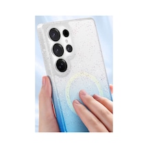 Samsung Galaxy Uyumlu - S24 Ultra Pummel Shiny Magsafe Kapak - Mavi