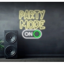 Party Mode On Yazılı Ve Şekilli Neon Tabela Sarı