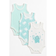 Babyhola 3'lü Bebek Çıtçıtlı Atlet Badi Bö Sevimli Hayalet Desenli 3681 Mint