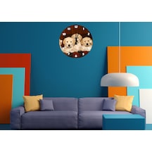 Ti-play Labrador Yavruları 30x30cm Akrilik Dekoratif Modern Duvar Saati ÇOk Renkli