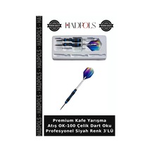 Premium Kafe Yarışma Atış Ok-100 Çelik Dart Oku Profesyonel Siyah Renk 3'lü