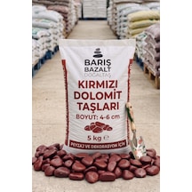 Kırmızı Dolomit Taşı 5 Kg 4-6 Cm Doğal Dekoratif Bahçe Peyzaj Saksı Teraryum Akvaryum Taşı