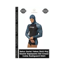 Delux Serisi Tekne Üstü Plaj Giysisi Kapüşonlu Üst Cressi Cobia Rashguard Shirt Blue Camo