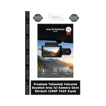 Premium Teknoloji Yolculuk Seyahat Araç İçi Kamera Gece Görüşlü 1296p Ta03 Siyah