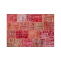 El Dokuması Patchwork Vintage Yün-pamuk Kırmızı Halı 26379 160 X 230 Cm