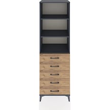 Hyperion Dolap 3 Raflı 5 Çekmeceli 60x44x195 Antrasit-çam Antrasit