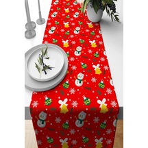 Kırmızı Christmas Desen Premium Masa Örtüsü Runner Rnr565n11