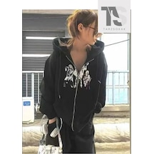 Startmore Adrift Punk Tasarım Sweatshirt Fermuarlı Hırka Siyah