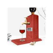 Custom Wooden Natural Wine Stand With Tap - Tile Red