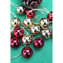 20 Adet Red Gold Dekoratif Parlak Top Ağaç Süsü 3cm