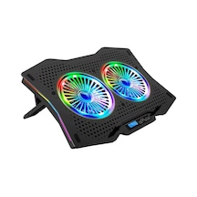 Juo GT 2 Fanlı 1500 RPM LCD Ekranlı Led Aydınlatmalı RGB Hız ve Yükseklik Ayarlı Gaming Oyuncu Notebook Soğutucu