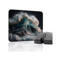 Dalgalar Kaymaz Dikişli Kauçuk Oyuncu Mousepad V2 - 22x18 Gaming Mouse Pad Fare Altlığı
