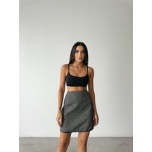 Kaşe Kısa Etek - Siyah