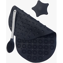 3 Parça Set Masajlı ve Duş Kaydırmaz Çift Taraflı Banyo Duş Vucüt Fırçası Yıldızküvet Süzgeci Siyah