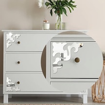 Yaprak-motif Desenli Pleksi Köşe Ayna Silver Diğer