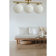 Nika Modern Salon - Mutfak - Yatak Odası Eskitme Beyaz Cam Modern 3 Lü Avize Diğer