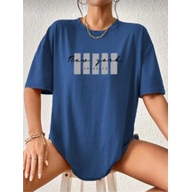 Kozia Outdoors Malkoçbey Newyork Broklıyn Baskılı Overisze Unisex Basic T-shirt Lacivert