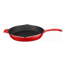 Lava Spring Serisi, Döküm Kızartma Tavası, Yuvarlak, 28 Cm, Mat, Parlak Siyah Taban, Kırmızı Açık Bakır