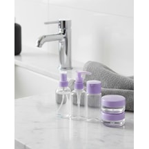 5 Parça Seyahat Banyo Seti 30 Ml Şeffaf Taşınabilir Şişe Seti - Lisinya Mor