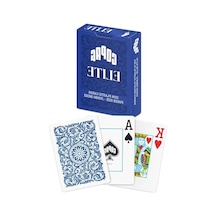 Elite%100 Plastik Oyun Kartları, Poker Boyu Jumbo Endeks Tek Deste, Mavi