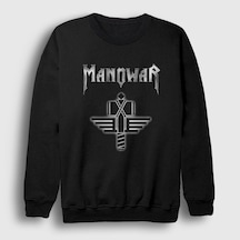 Presmono Unisex Hammer Logo Manowar Sweatshirt Siyah