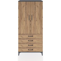 Hyperion Dolap 4 Raflı 4 Çekmeceli 2 Kapaklı 88x44x195 Antras... Antrasit