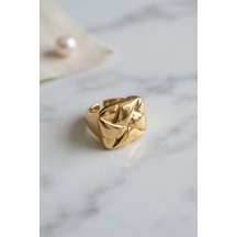 Geometrik Origami Tasarımlı Ayarlanabilir Gold Renk Yüzük 20