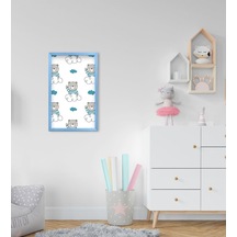 Bk Home Tatlı Ayıcık Tasarımlı Dekoratif Mavi Ahşap Çerçeveli Çoc (495493007)