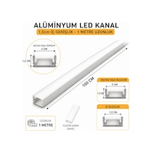 Alüminyum Led Kanal 1m 15mm İç Genişlik 20mm Dış Ölçü Şerit Led Profil Kapaklı