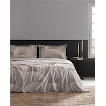 Madame Coco Rochelle King Size %100 Pamuk Baskılı Saten Nevresim Takımı - Bej Ekru