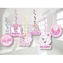 Pembe Diş 6'Lı Tavan Süs Pembe