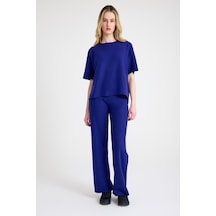 Cotenconcept Cepsiz Bol Kesim Fitilli Dökümlü İkili Tişört Ve Pantolon Takımı Saks Cotenconcept Cepsiz Bol Kesim Fitilli Dökümlü İkili Tişört Ve Pantolon Takımı Saks
