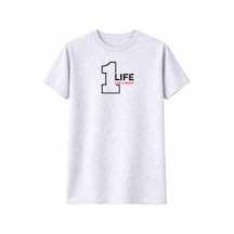 1 Lıfe Tasarım Baskılı Oversize Unisex Tişört %100 Pamuk Unisex Street Style Yazlık T-shirt Gri