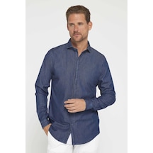 Tudors Slim Fit Uzun Kollu Dar Kesim İtalyan Yaka 4 Mevsim Düz Denim Lacivert Erkek Gömlek-31308-lacivert Lacivert Tudors Slim Fit Uzun Kollu Dar Kesim İtalyan Yaka 4 Mevsim Düz Denim Lacivert Erkek Gömlek-31308-lacivert Lacivert