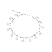 Brezza Lusso Jewelry Yonca Sallantılı Taşlı Su Yolu Gümüş Kadın Ayak Halhal Rose