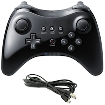 Siyah-kablosuz Klasik Pro Denetleyici Joystick Gamepad Usb Kablosu İle Nintendo Wii U Pro İçin Kablosuz Denetleyici