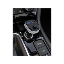 Araç İçi Kristal Gümüş Taşlı Fm Transmitter Bluetooth 2 Usb Oto Çakmaklık