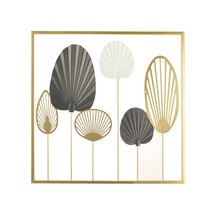 Deco Yelpaze Metal Tablo - Altın / Siyah - 45 Cm